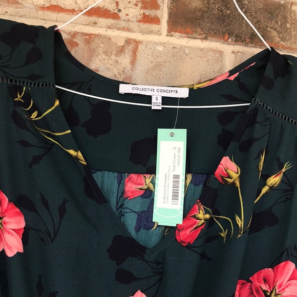 Collective Concepts Hunter Green Floral Dress - Picture 3 of 10